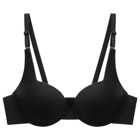 Ashirexll Pepper Bras for Women Small Breast Spaghetti Adjustable Straps Soft Gathered Posture Support Push Up Wireless Bra Black XL