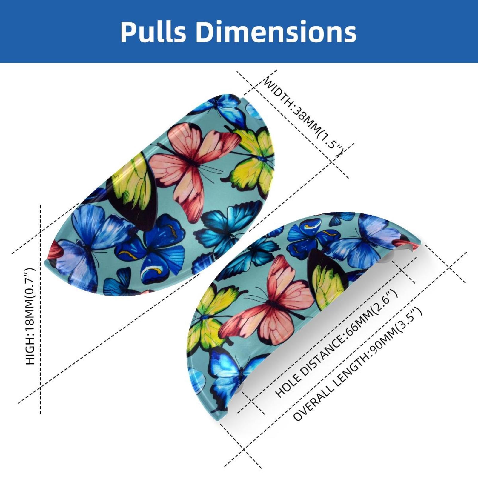 PhooArto 6 Pcs Cup Drawer Pulls, Flying Butterflies Pattern Shell Shape Handles Cabinet Knobs for Dresser Cupboard Closet Wardrobe with Screws