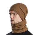 thumbnail image 2 of Resicozy Winter Beanie Hat Scarf Set for Men Fleece Lined Warm Ski Soft Adjustable Neck Gaiter Thick Knit Versatile Winter Wear Khaki, 2 of 3
