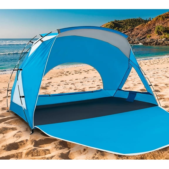 Beach Tent, Portable Sun Shelter for 2/3/4/6-8 Person with UPF 50  UV Protection, Easy Setup Waterproof Beach Shade Canopy Cabana for Family Outdoor and Picnics, Fishing with Carrying Bag