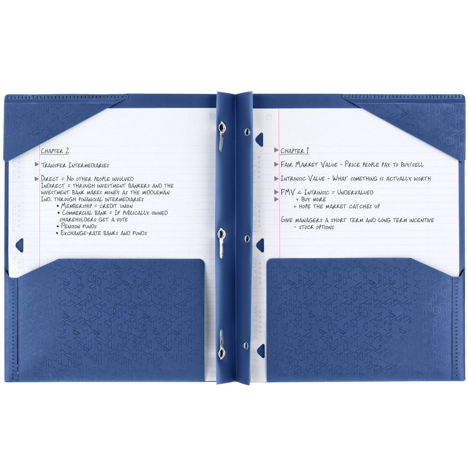 Five Star Stay-Put Plastic and Prong Folder, Pacific Blue (340300B-WMT22)