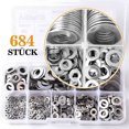 thumbnail image 4 of Wweixi Joint de Vis en Acier Inoxydable 304 Étanche Rond Plat Accessoires de Vis, Argent, 684 Pcs, 4 of 6