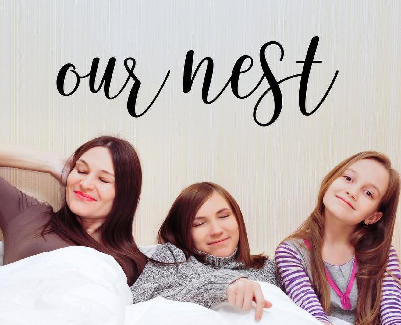 Our Nest Wall Decor Farmhouse Style Lettering Wall Words Decal Sticker Opt 3, 23x8Inch Black