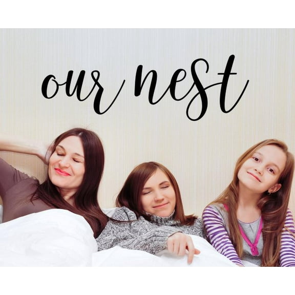 Our Nest Wall Decor Farmhouse Style Lettering Wall Words Decal Sticker Opt 3, 23x8-Inch Black