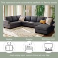 thumbnail image 2 of EUROCO 125.6" Large Upholstered Sectional Sofa for 6 seats, U-Shape Sofa Couch with Extra Wide Chaise Lounge and Birch Wood Legs for Living Room, Grey, 2 of 8