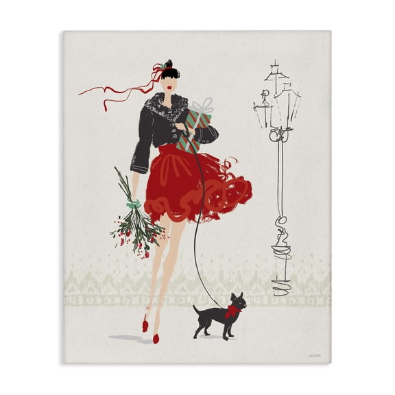 Stupell Industries Art Deco Holiday Fashionista Girl Canvas Art, 16 x 20, by Anne Tavoletti