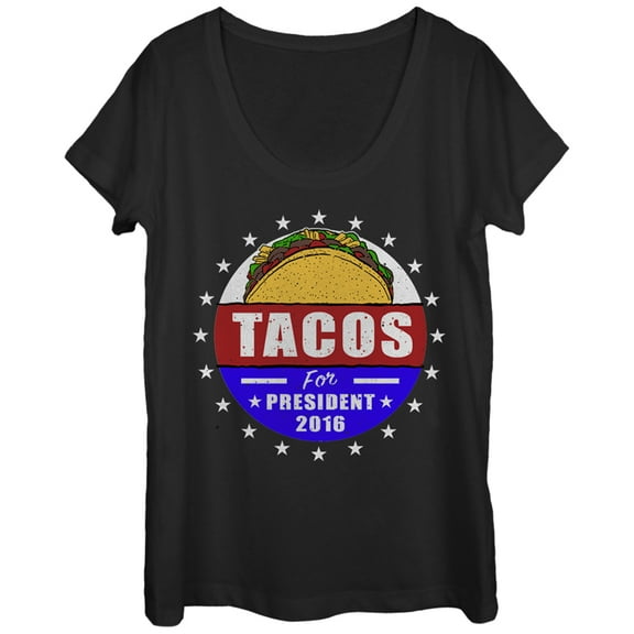 Women's Lost Gods Election Tacos for President 2016 Scoop Neck Black Large