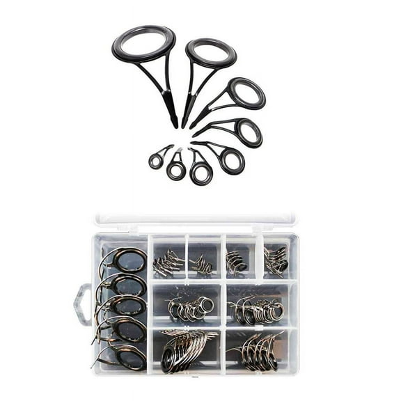 8 Pcs Fishing Rod Guides Tip Fish 5-18mm Dia Pole Line Rings Eyes Set Rings Frame & 40Pcs Fishing Rod Guides Tip 8 Sizes