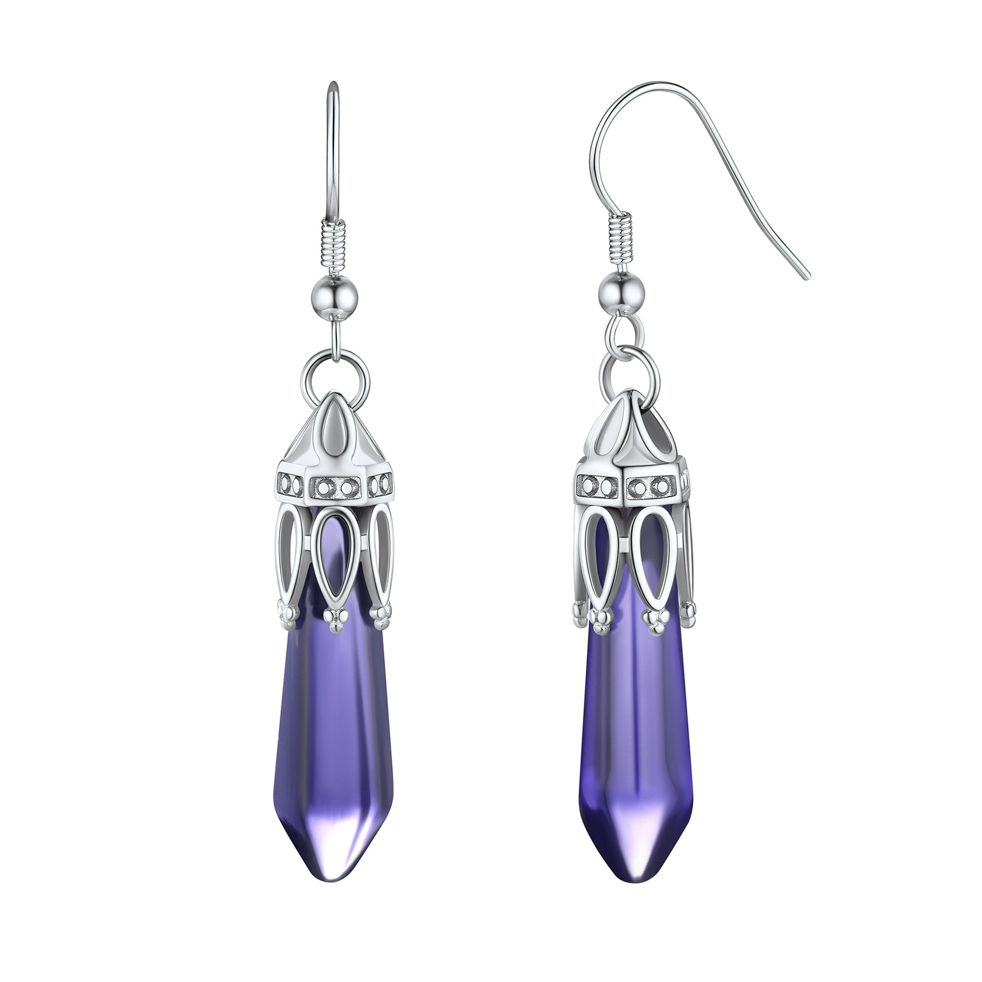 Bestyle Crystal Dangle Earrings for Women February Birthstone Drop Earrings Jewelry Gifts for Birthday Mother's Day