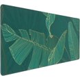 thumbnail image 1 of Tropical Leaf Mouse Pad 35.4 X 15.7 Inch XXL Green Gold Banana Leaf Print Full Desk Mousepad Extended Large Non-Slip Rubber Base Keyboard Mat with Stitched Edges for Gaming Office, 1 of 5