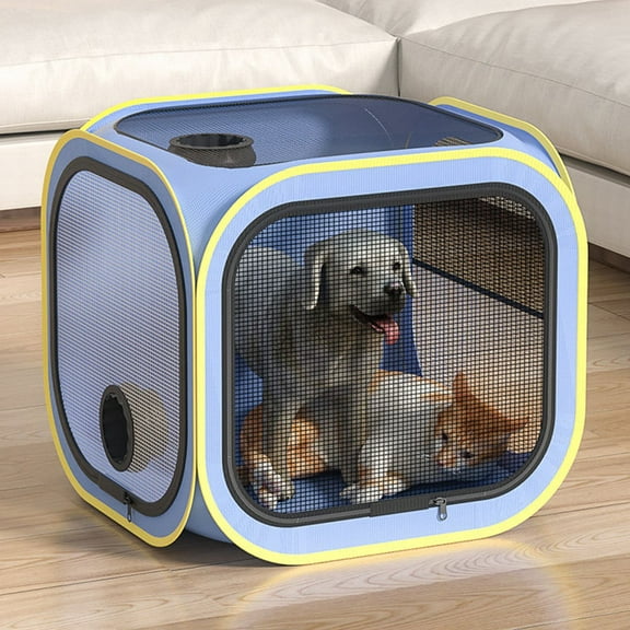 Tvtnvo Pet Grooming Dryer Drying Box Hands Free Pet Drying Tent for Pets and Dogs with Double Mesh Ventilation Zipper Entry Elastic Hair Dryer Holder for Bathing Grooming At Home Blue 19.7x19.7in