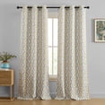 thumbnail image 2 of THD Tanny Ogee Ikatt Damask Patterned Window Grommet Curtains Bedroom - Light Blocking Darkening Window Panels, Set of 2 (Taupe/Grey, 37 W x 84 L), 2 of 8