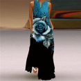 thumbnail image 2 of 2025 Sleeveless Elegant Black Blue Dress Casual Plus Size Long Dresses Summer Beach Woman 3D Rose Print Maxi Dress Women, 2 of 6