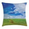 thumbnail image 1 of Scenery Decor Throw Pillow Cushion Cover, Earth Path Road on Grass Field Plateau Rural Countryside View with Clouds Image, Decorative Square Accent Pillow Case, 24 X 24 Inches, Blue, by Ambesonne, 1 of 2