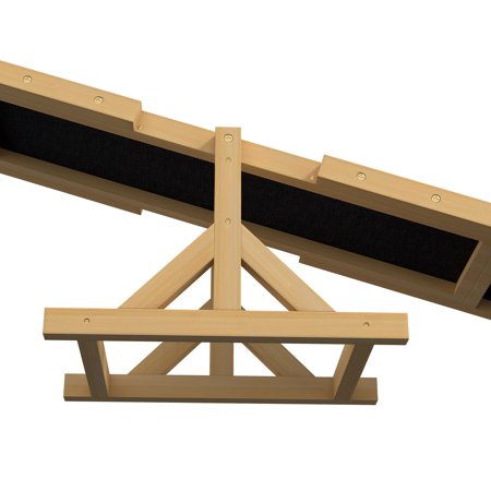 Dog Bed PawHut Wooden Dog Agility Seesaw for Training and Exercise, Platform Equipment Run Game Toy, Weather Resistant Pet Supplies, 71" L x 12" W x 12" H, Yellow,Large Dog Bed