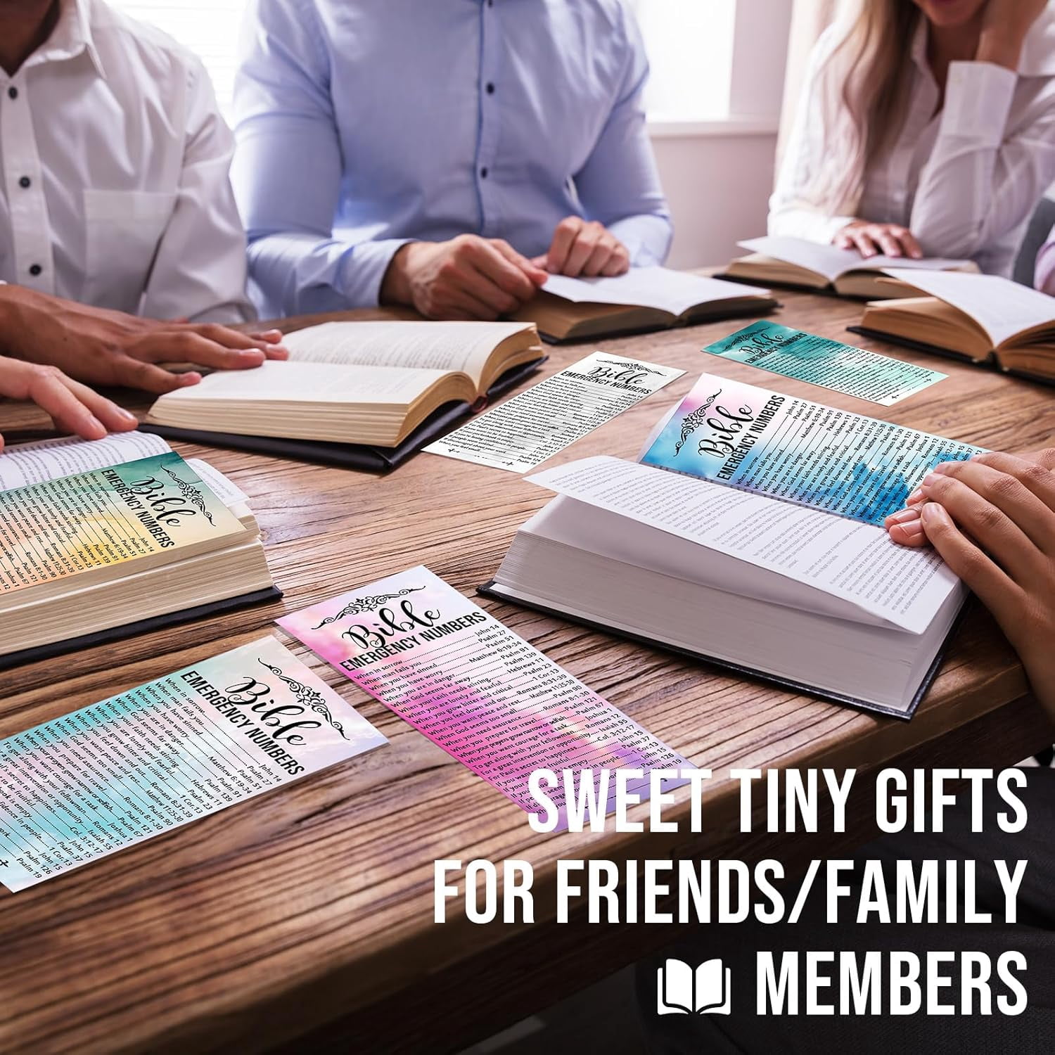 100 Pcs Christian Bible Verse Emergency Numbers Bookmark Christian Church Gift 2.36 x 6'' Religious Books of The Bible Bookmark for Women Men Catholic Retreat Sunday School(Colorful)