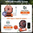 thumbnail image 3 of Roykaw Camping Fan 20,800mAh Rechargeable Battery Powered Fan, 60 Hrs+ Work, Oscillating Fan with Battery Level Display, Colorful LED Lights & Timer Function, Fit for Fishing/Tent/Office, 3 of 8