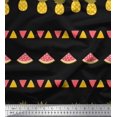 thumbnail image 1 of Soimoi Black Crepe Silk Fabric Triangle,Pine & Watermelon Fruits Print Sewing Fabric Yard 42 Inch Wide, 1 of 1