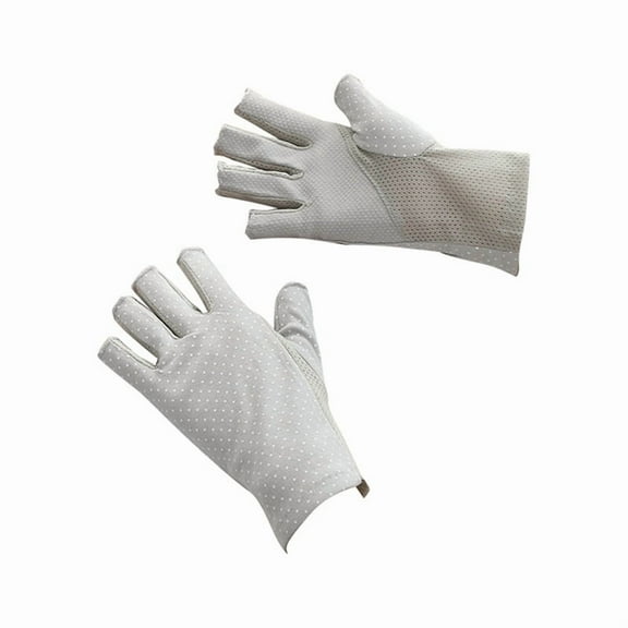 Fingerless Gloves Non Slip UV Protection Driving Gloves Summer Outdoor Gloves for Women and Grey