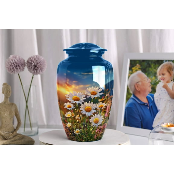 Daisies Urn for Ashes for Women, large Cremation Urns for Human Ashes Adult male Dad