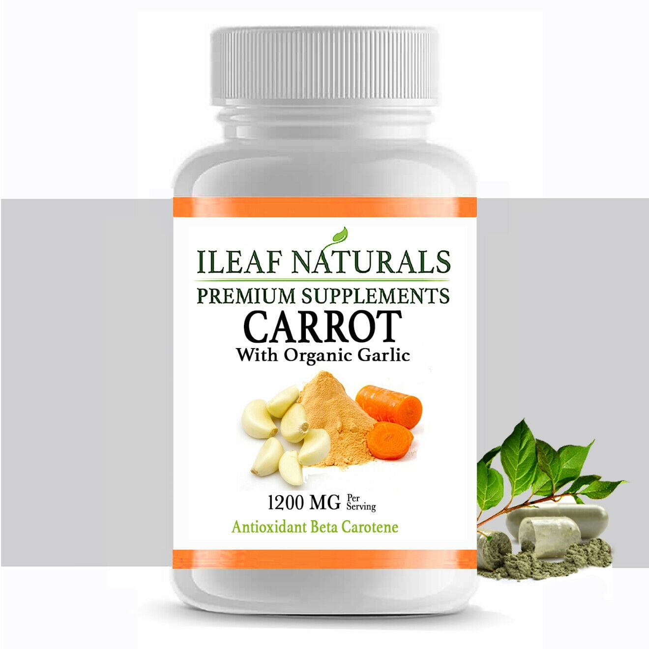 iLeafNaturals Organic Carrot with Organic Garlic 1500 MG 60 Veggie Capsules