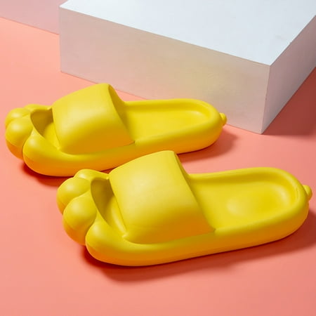 

ZTTD Women Slippers New Pattern Fashion Cute Cat Comfortable Flat Bottom Non Slip Light Slippers Yellow