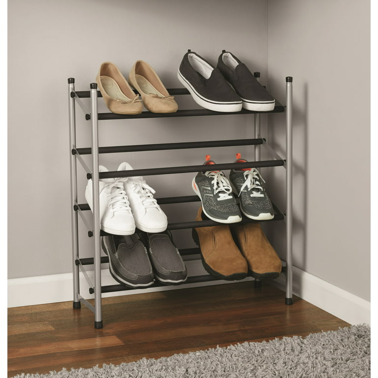 9-Pair, Wall Mounted Silver Metal Wire Boot and Shoe Rack
