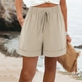 thumbnail image 3 of Fanxing Beige Women's Sweat Shorts with Pockets Beach Bermuda Shorts Summer Shorts Loose Fit Casual Short Pants XXL, 3 of 7