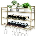 thumbnail image 3 of Miumaeov Wall Mounted 3 Tier Industrial Wine Rack Gold Metal Hanging Wine Cup Holder Integrated Wine Rack for Bars Kitchens Dining Room, 3 of 13
