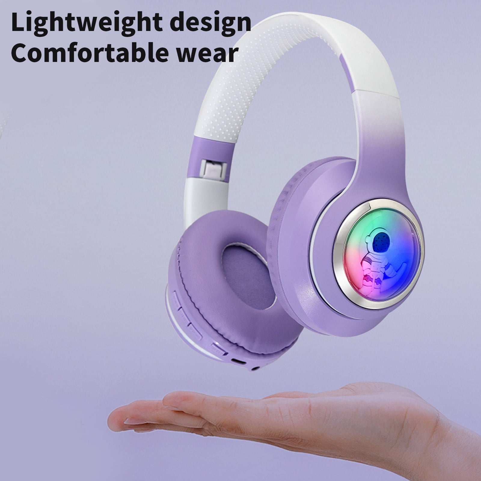 Noise Canceling Wireless Headphones Bluetooth Over The Ear Headset with Microphone and Alexa Built-in - Purple