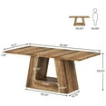 thumbnail image 5 of Modern Brown Faux Marble Dining Table, 63" Rectangular 4-6 Seater Wood Table with Sturdy Base, Kitchen Living Room Dinner Table, 5 of 7