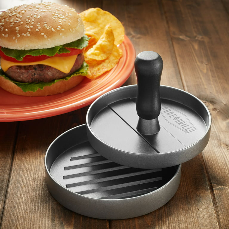 Porcelain Burger Press + Barbecue Grill Brush and Scraper – BBQ-AID