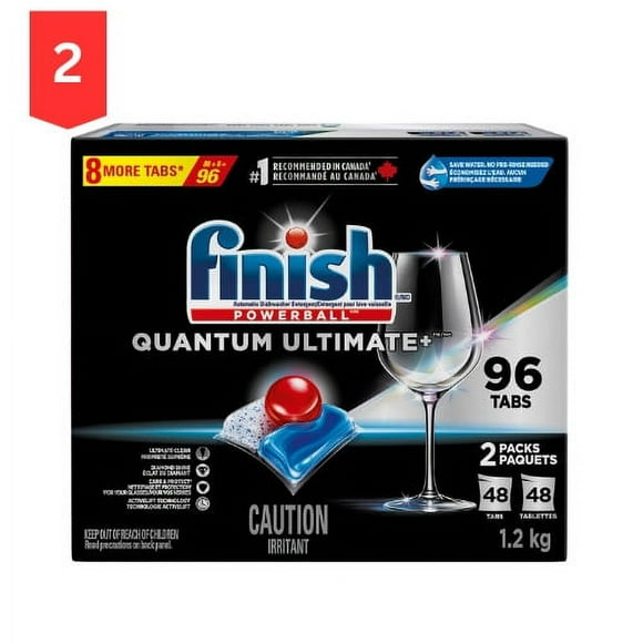 Finish Quantum Ultimate+ Détergent pour Lave-Vaisselle, 96 Tablettes - Lot de 2