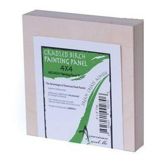 American Easel 4"x 4" Deep - Natural 1 5/8" Poplar Wood Cradled Birch Face Painting Panel (Pack of 4)