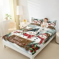 thumbnail image 4 of jejeloiu Cartoon Christmas Snowman Bed Sheets,Red Xmas Berry King Sheets,Happy New Year Sheet Set For Girl Boys Kids,Super Cozy Room Decor,4-Piece, 4 of 7
