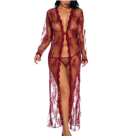 

Womens Kimono Cardigan Swim Cover Ups 3/4 Sleeve Summer Caridgans Lightweight Long Nightgown See-Through Beach Wear