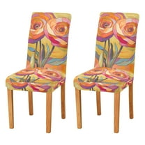 Yayeee 2 Pack Dining Chair Covers Stretch Parson Chairs Slipcovers Seat Protector, Purple Abstract Floral