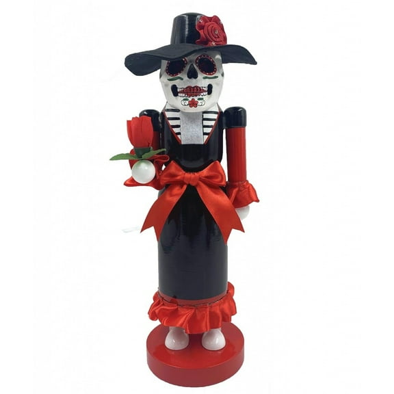 Santa's Workshop Lady Day of the Dead Skeleton Wood Nutcracker 14 In Multicolor