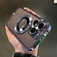 thumbnail image 1 of Luxury Plating Transparent Magnetic Wireless Charging Phone Case for iPhone 11 12 13 14 15 Pro Max 14Plus 15Pro Cases with Lens Protector Shockproof Soft Clear Cover, 1 of 5