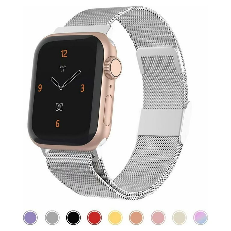 Apple Watch Band 44mm/42mm, Stainless Steel Mesh Milanese Loop with  Adjustable Magnetic Closure Replacement iWatch Band for Apple Watch Series  4 3 2 1 (44mm/42mm Silver) 