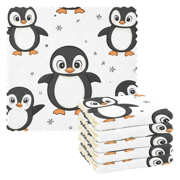 Penguins Cute Kitchen Towels 6 Pcs Dish Towels Absorbent Soft Quick Dry Towel Dish Rags for Washing Dishes