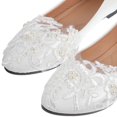 thumbnail image 3 of 1 Pair Handwork Wedding Shoes Stylish Lace Pearl Flower Wedding Shoes White Wedding Dress Supplies Bridal Flat Shoes Leisure Women Shoes Size 40, 3 of 4