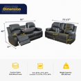 thumbnail image 5 of LIFESTYLE Sectional Recliner Sofa Set Bonded Leather 2 PCS Motion Sofa Loveseat Recliner Couch Manual Reclining Chair with Drop Down Table & Central Console for Living Room (Black), 5 of 5