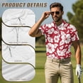 thumbnail image 5 of Uorisanigo Red Hibiscus Matching Couple Outfits Mens Golf Shirts Size S Short Sleeve Casual Workout Collared Tops and Womens Short Sleeve Golf Clothes with Built in Shorts and Pockets, 5 of 8