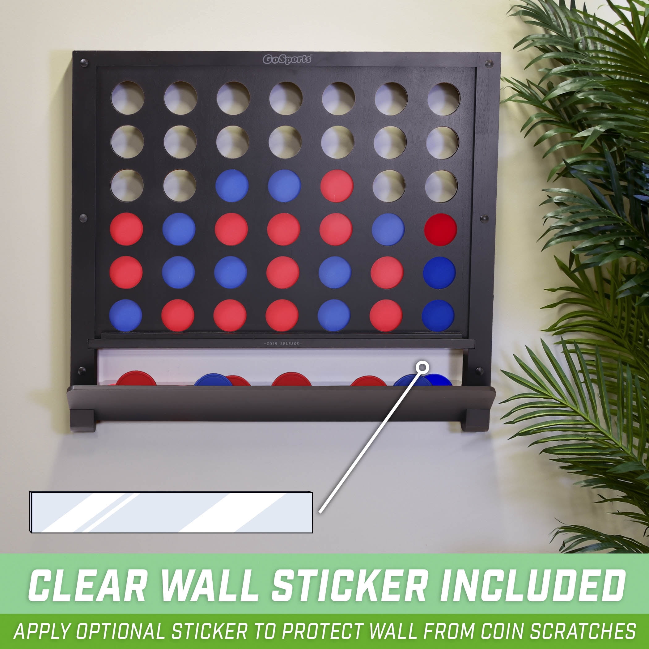 GoSports Family Indoor Adults Wall Mounted Jumbo 4 in a Row Game