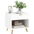 thumbnail image 1 of CoSoTower Nightstand with Fluted Panel, Bedside Table with Drawer and Open Compartment, Modern Night Table for Bedroom, White, 1 of 7