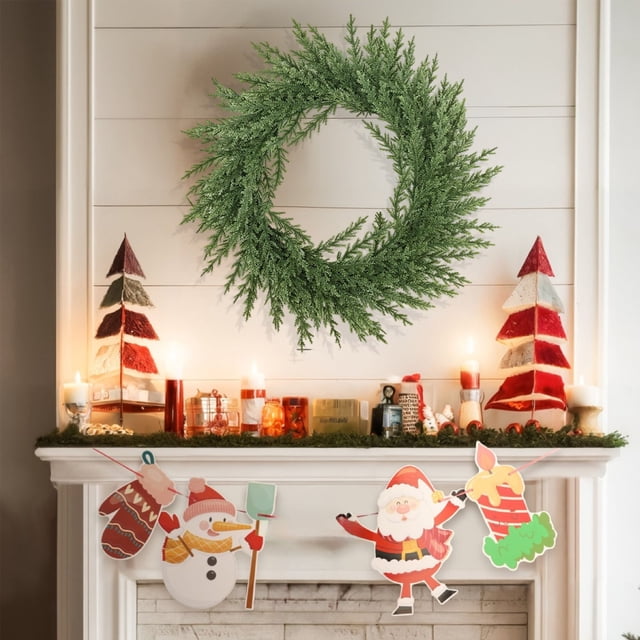 Guirnaldas de flores decorativas con agujas y anillos simulados, para puertas, ventanas, bordes, decoraciones navideñas, plantas navideñas, coronas de hojas de imitación de plástico.