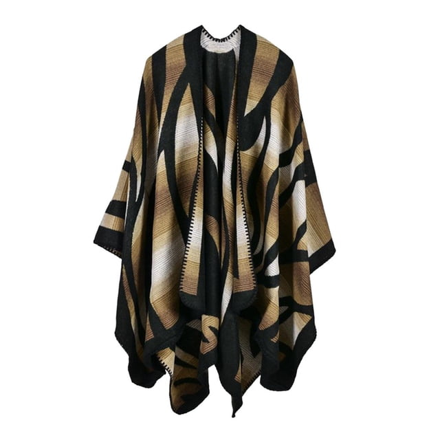 Poncho Cárdigan de Punto Capa Gran Tamaño Chal Bufanda Manta de Invierno Irregular Abirgo Suéter Elegante café Baoblaze Abrigo de chal cálido para mujer
