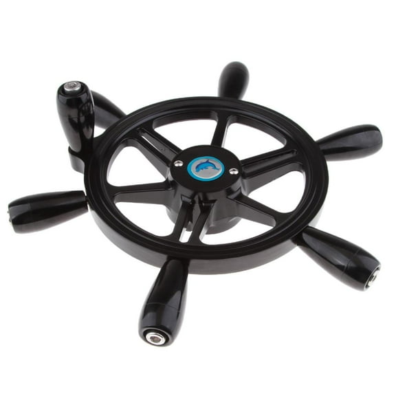 Metal 15 Inch Boat Ship 6 Spoke Steering Wheel 3/4 inch Tapered Shaft with Turning Knob - 38cm Dia - Weatherproof