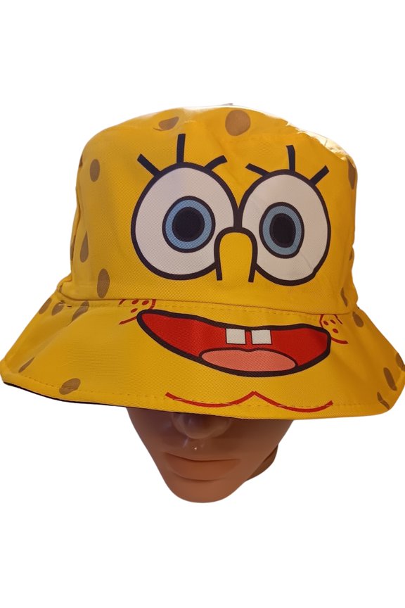 Kids' Yellow SpongeBob Cartoon Bucket Hat, Sun Protection, Ages 5-10
